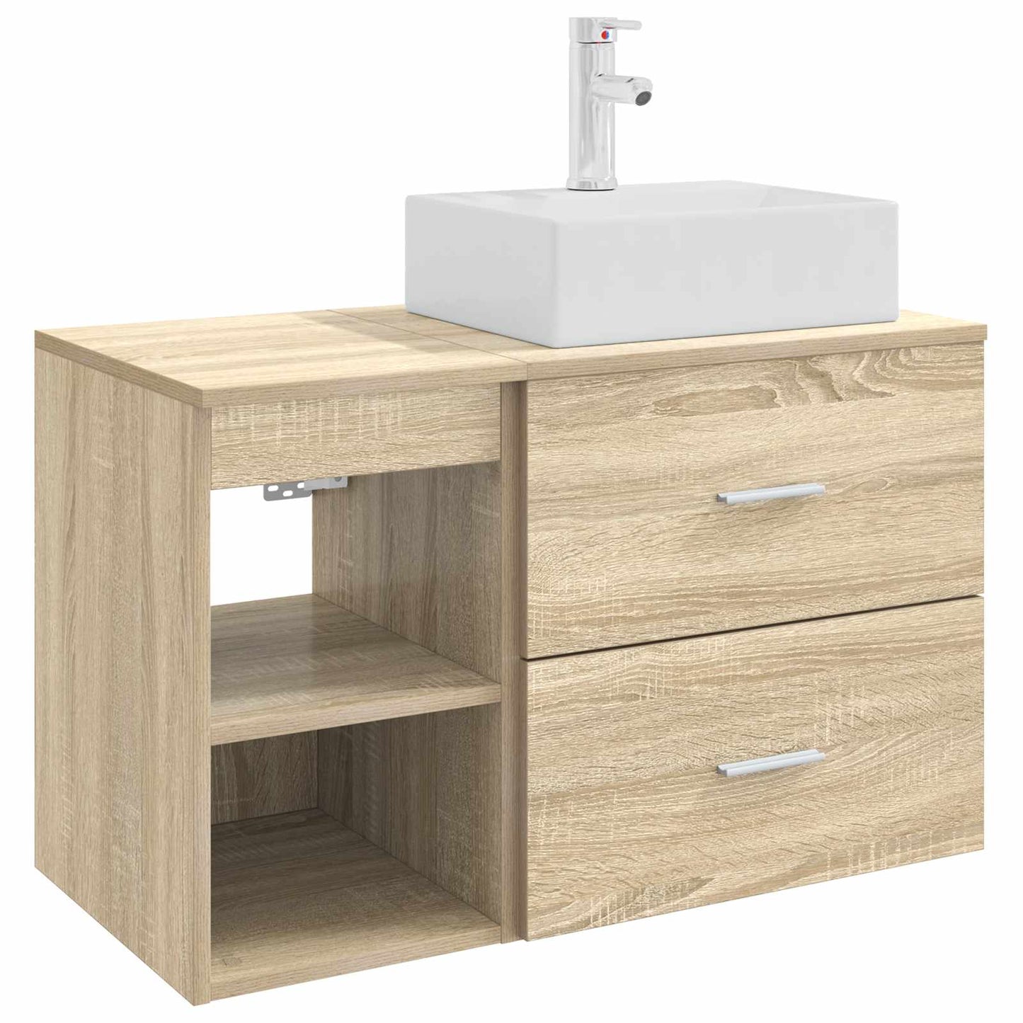 Fürdőszoba bútor szett 2 pcs Sonoma Tölgy Szerelt Fa