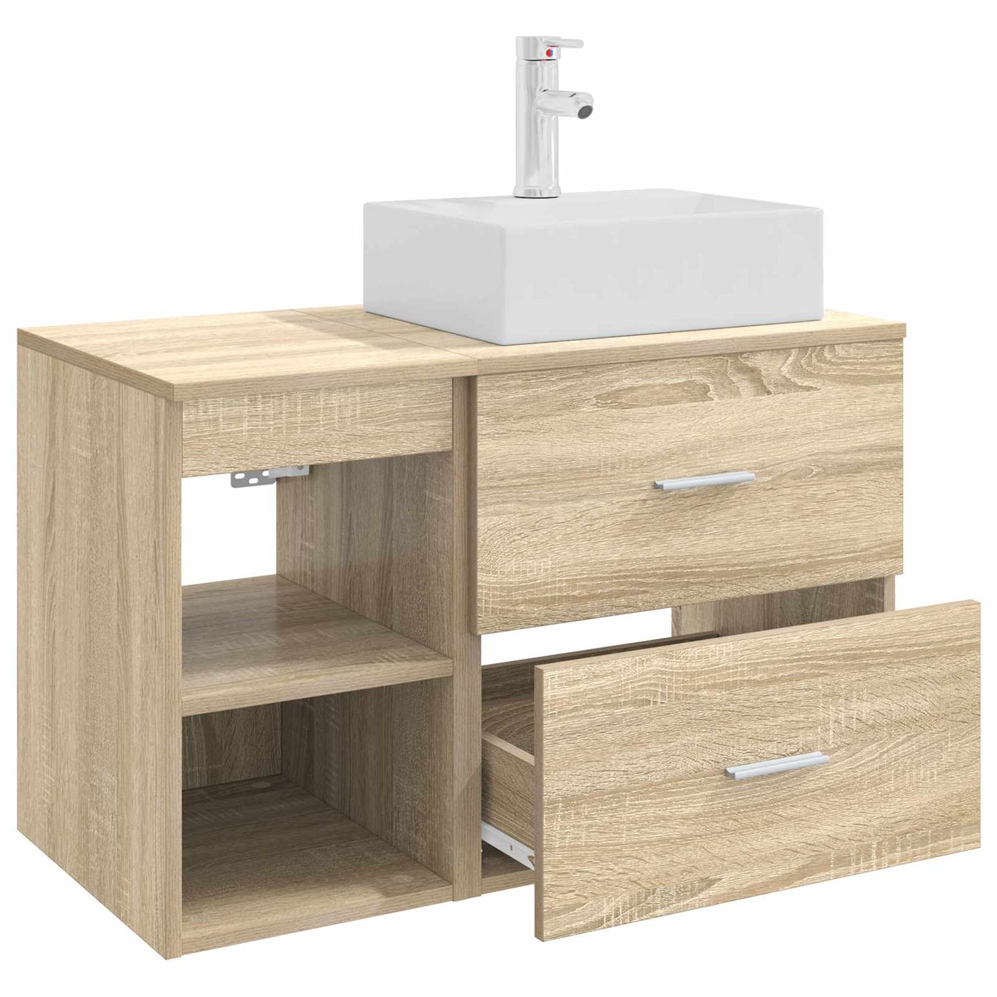Fürdőszoba bútor szett 2 pcs Sonoma Tölgy Szerelt Fa