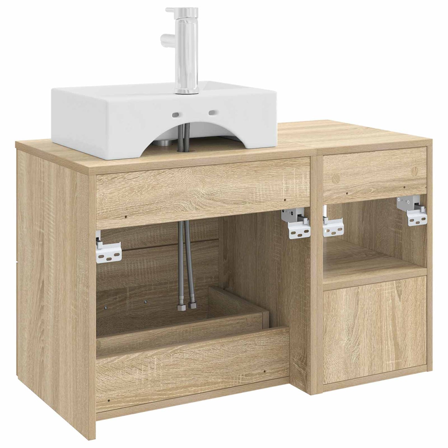 Fürdőszoba bútor szett 2 pcs Sonoma Tölgy Szerelt Fa