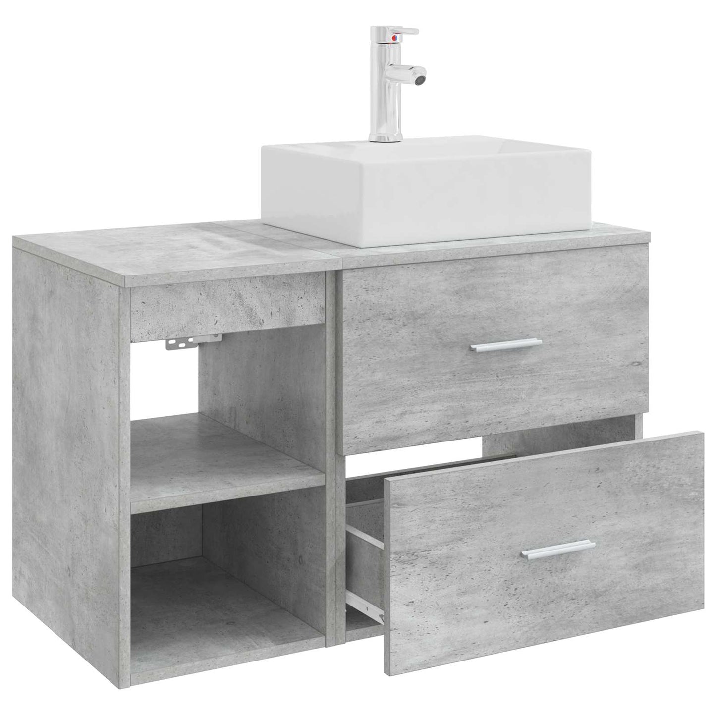 Fürdőszoba bútor szett 2 pcs Betonszürke Szerelt Fa