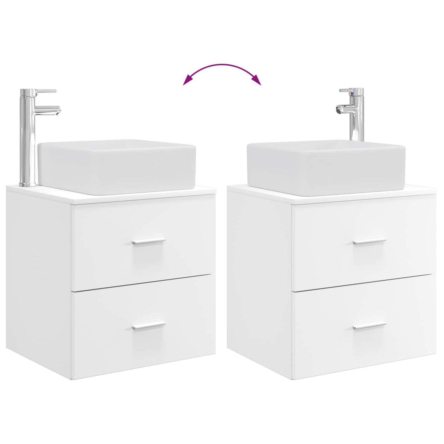 Fürdőszoba bútor szett 2 pcs Fehér Szerelt Fa