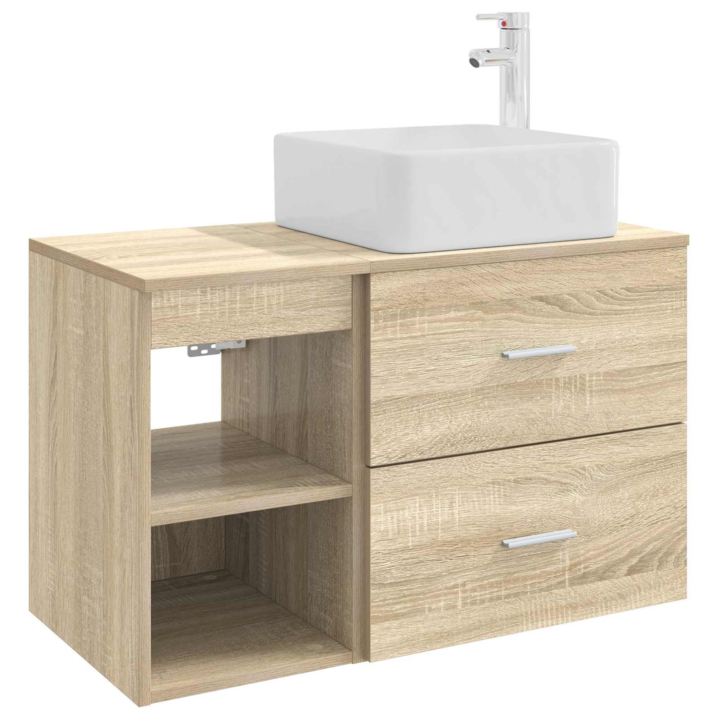 Fürdőszoba bútor szett 2 pcs Sonoma Tölgy Szerelt Fa