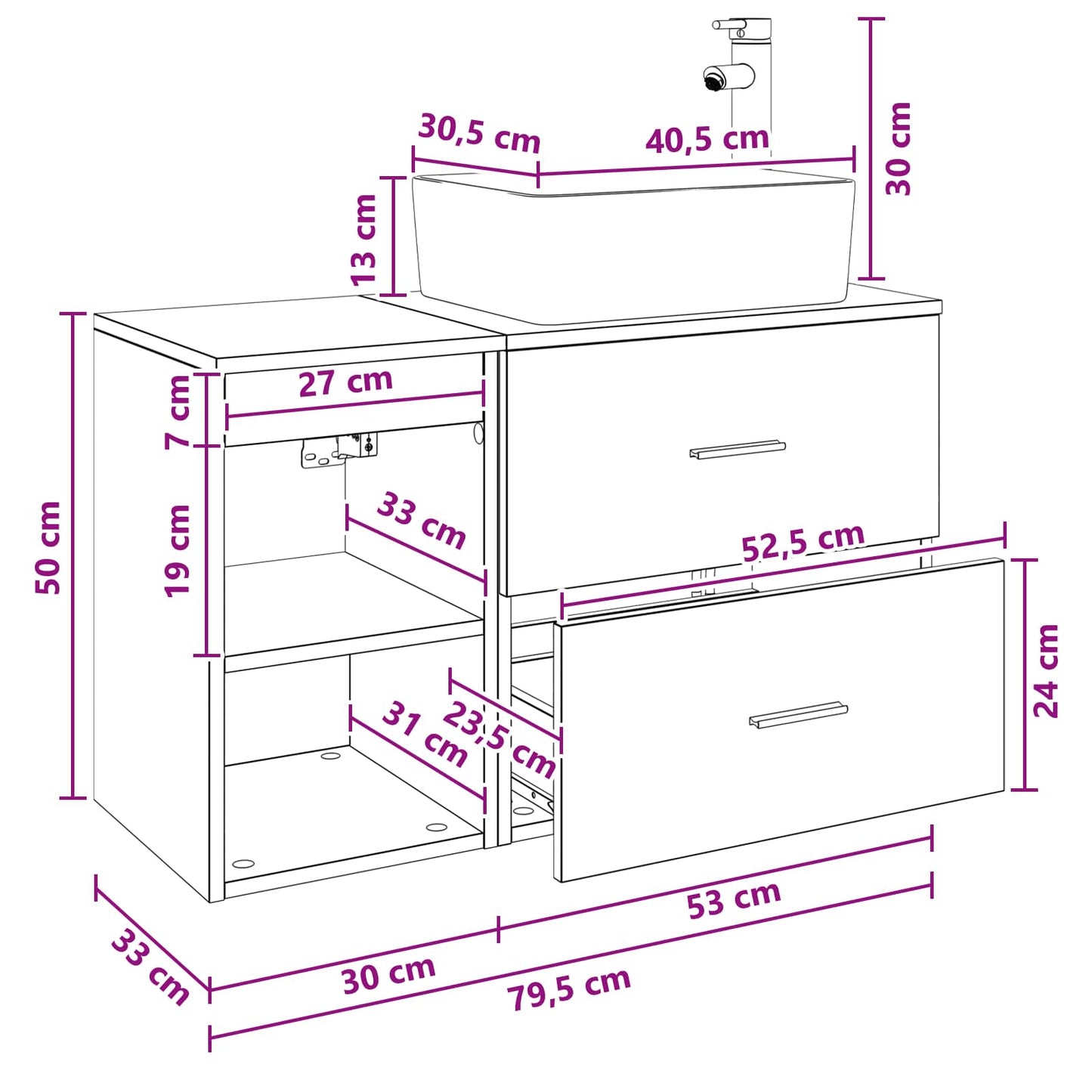 Fürdőszoba bútor szett 2 pcs Betonszürke Szerelt Fa