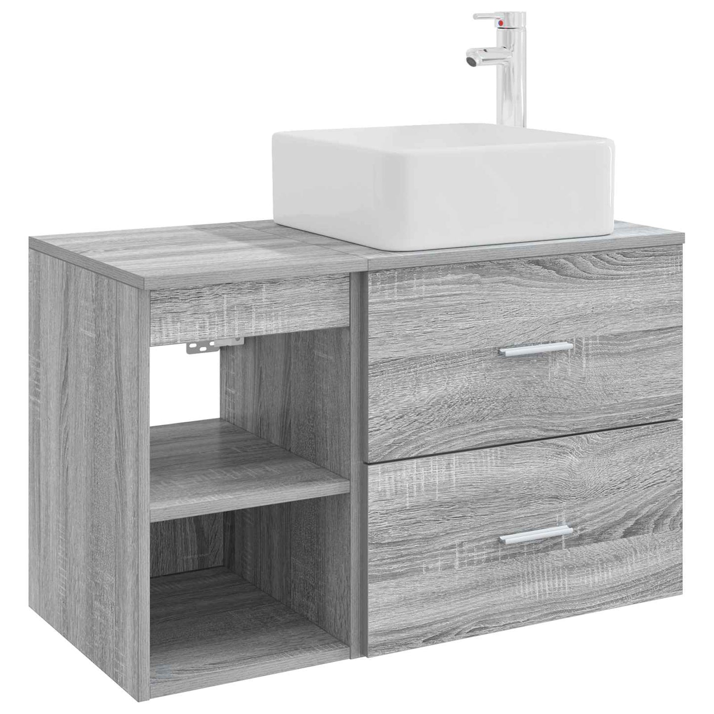 Fürdőszoba bútor szett 2 pcs Szürke Sonoma Szerelt Fa
