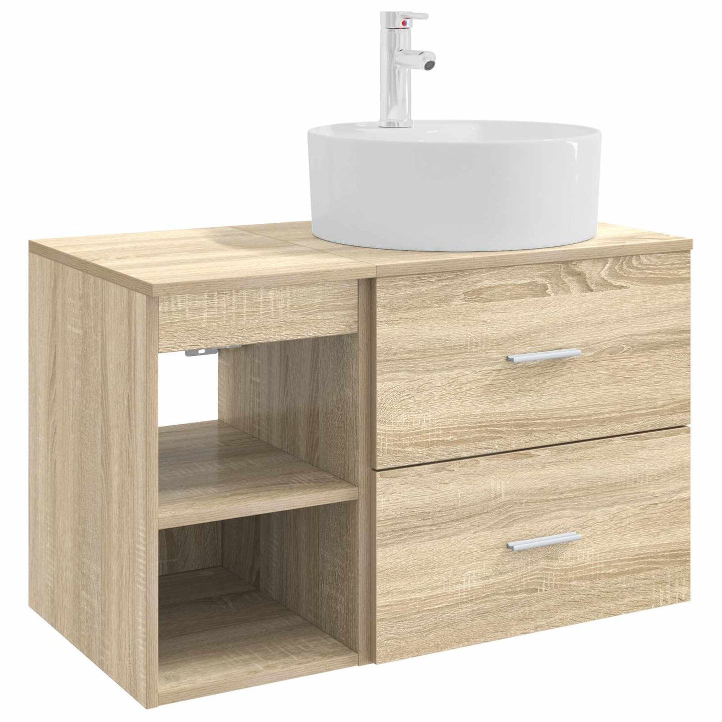 Fürdőszoba bútor szett 2 pcs Sonoma Tölgy Szerelt Fa