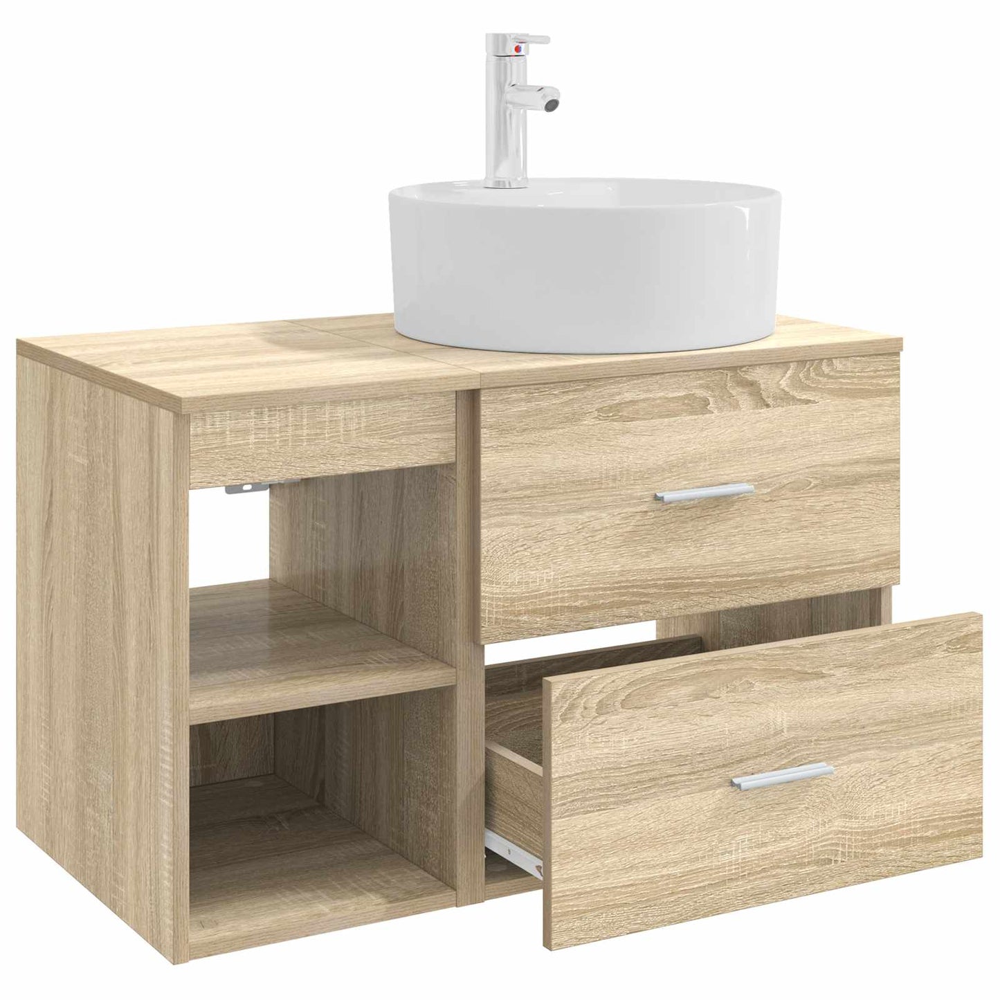 Fürdőszoba bútor szett 2 pcs Sonoma Tölgy Szerelt Fa