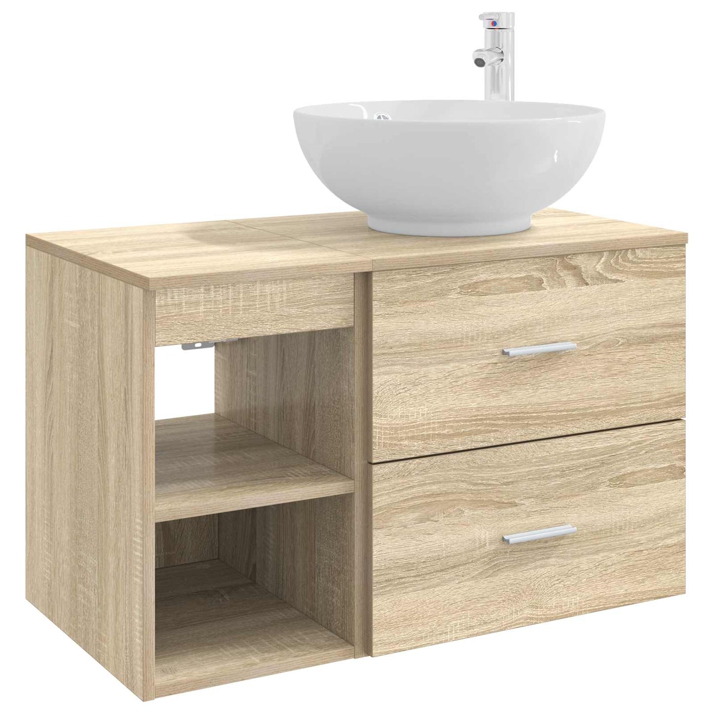 Fürdőszoba bútor szett 2 pcs Sonoma Tölgy Szerelt Fa