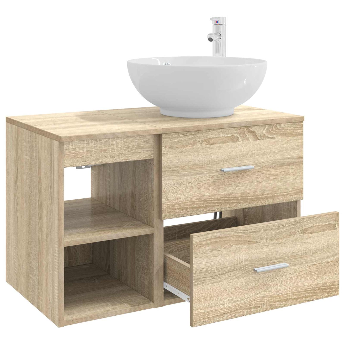 Fürdőszoba bútor szett 2 pcs Sonoma Tölgy Szerelt Fa