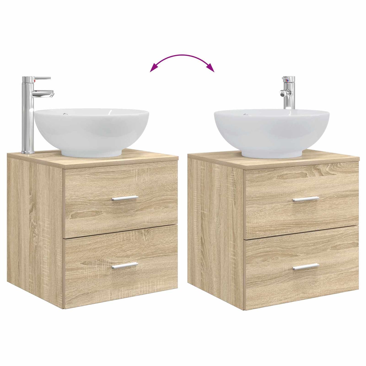 Fürdőszoba bútor szett 2 pcs Sonoma Tölgy Szerelt Fa