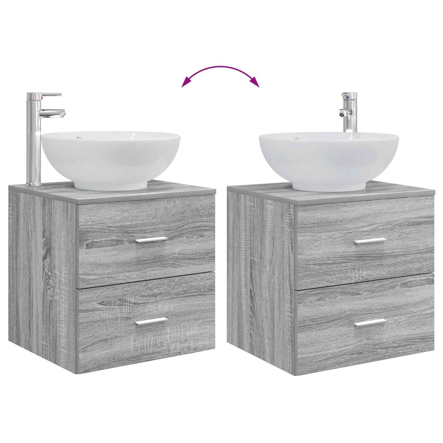 Fürdőszoba bútor szett 2 pcs Szürke Sonoma Szerelt Fa