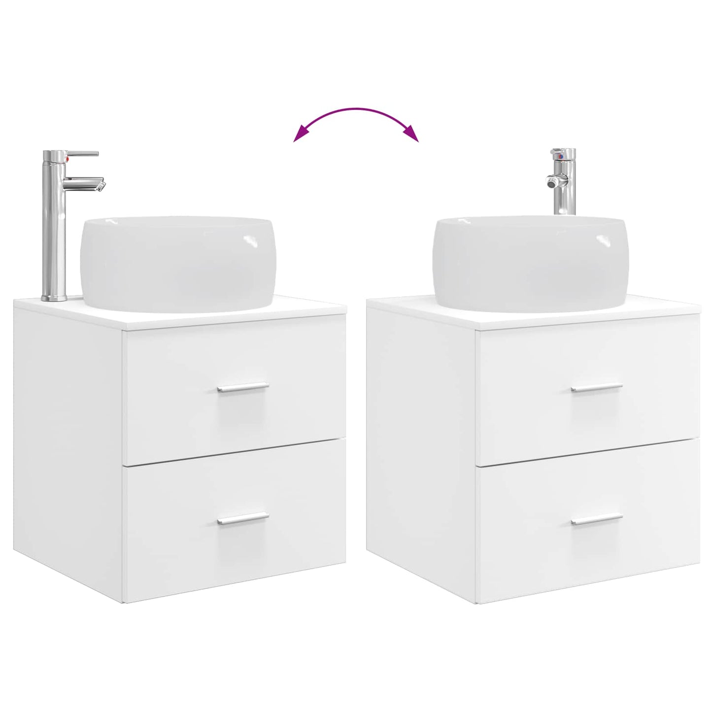 Fürdőszoba bútor szett 2 pcs Fehér Szerelt Fa