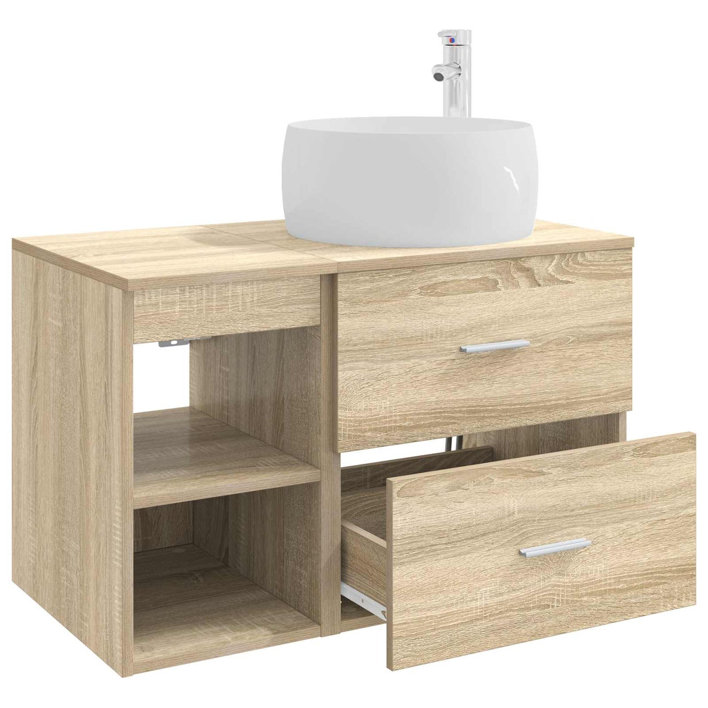 Fürdőszoba bútor szett 2 pcs Sonoma Tölgy Szerelt Fa