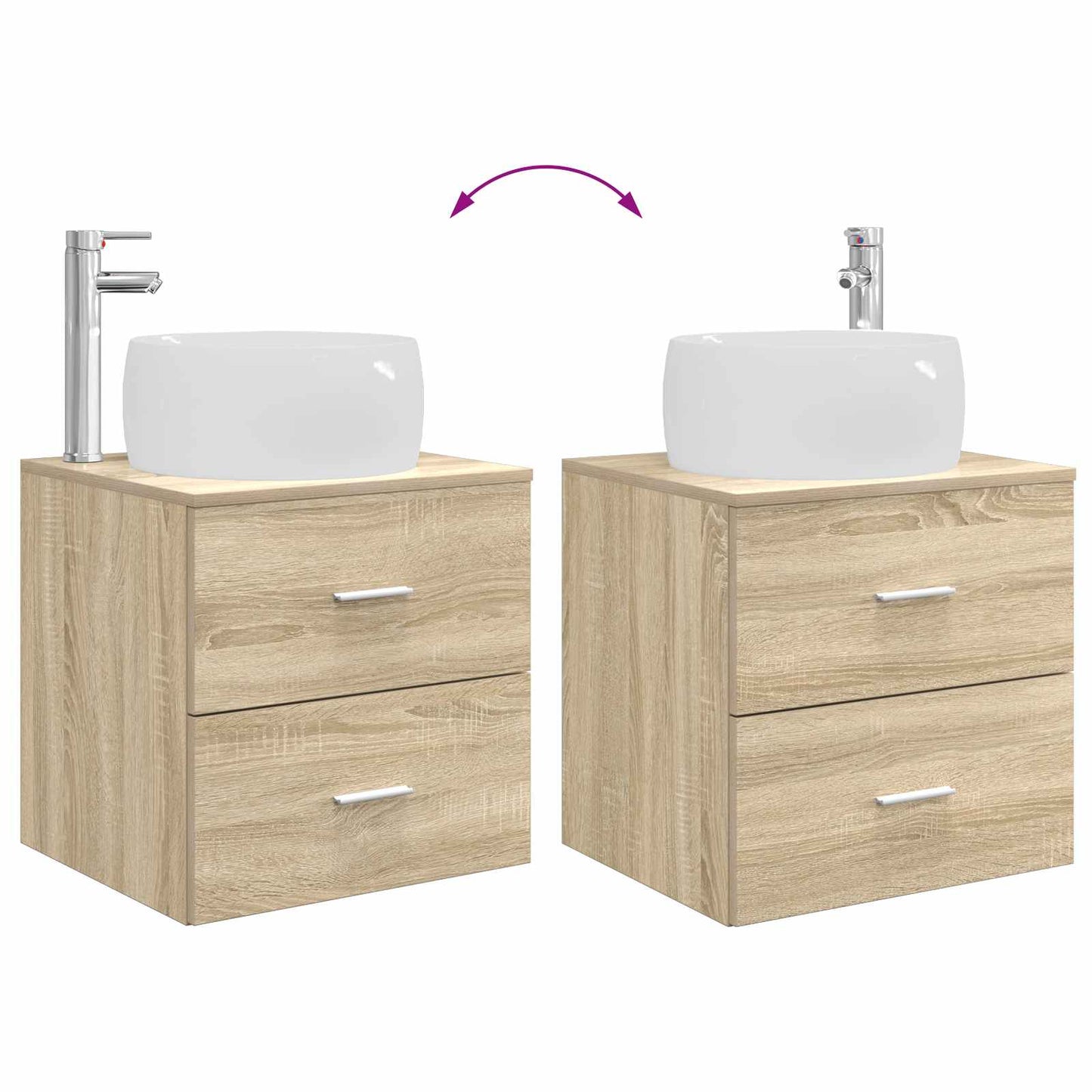 Fürdőszoba bútor szett 2 pcs Sonoma Tölgy Szerelt Fa
