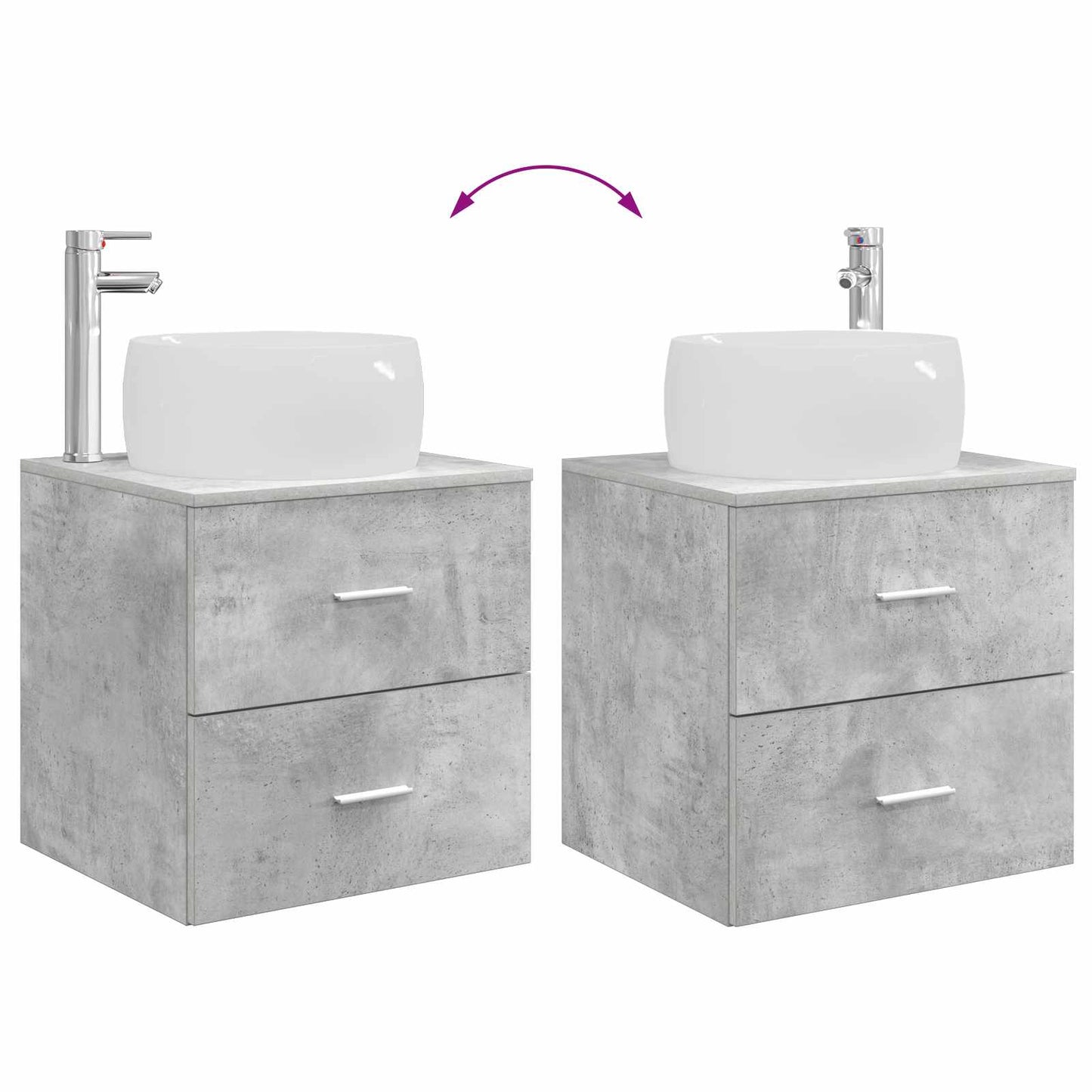 Fürdőszoba bútor szett 2 pcs Betonszürke Szerelt Fa