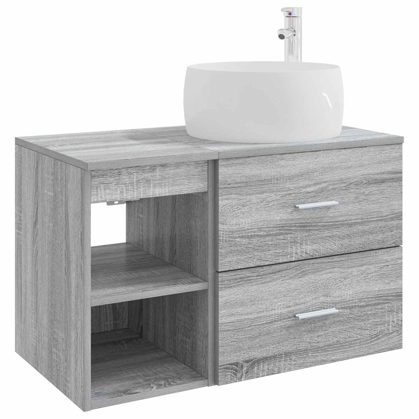 Fürdőszoba bútor szett 2 pcs Szürke Sonoma Szerelt Fa