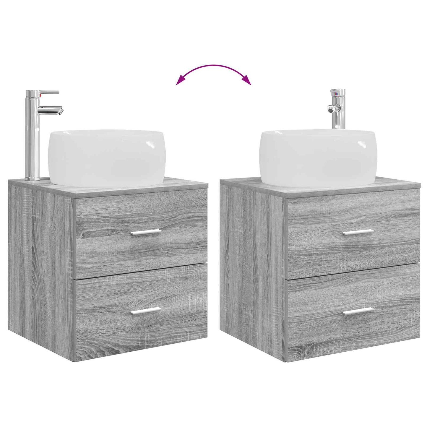 Fürdőszoba bútor szett 2 pcs Szürke Sonoma Szerelt Fa