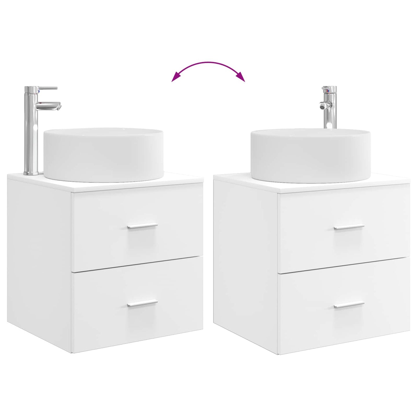 Fürdőszoba bútor szett 2 pcs Fehér Szerelt Fa