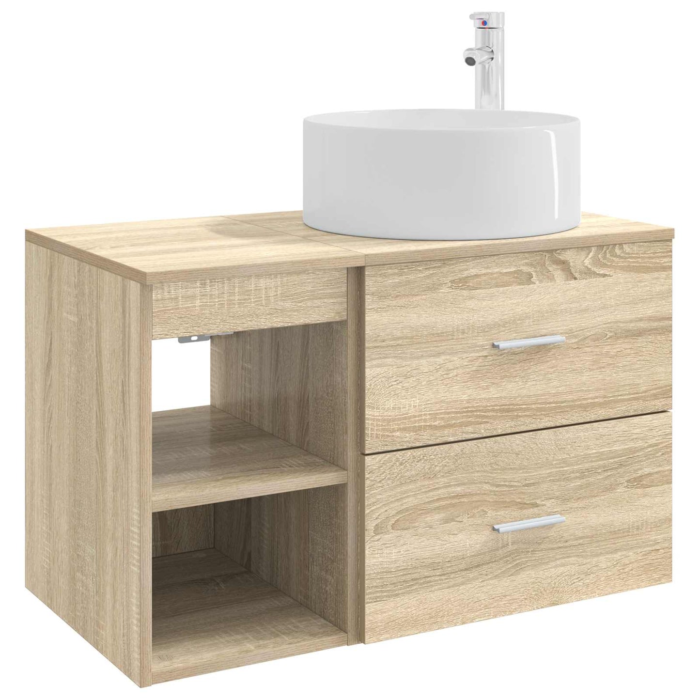 Fürdőszoba bútor szett 2 pcs Sonoma Tölgy Szerelt Fa