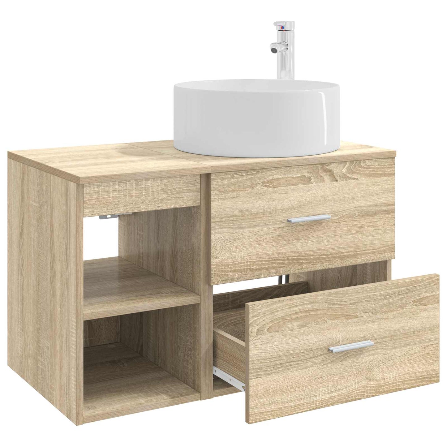 Fürdőszoba bútor szett 2 pcs Sonoma Tölgy Szerelt Fa