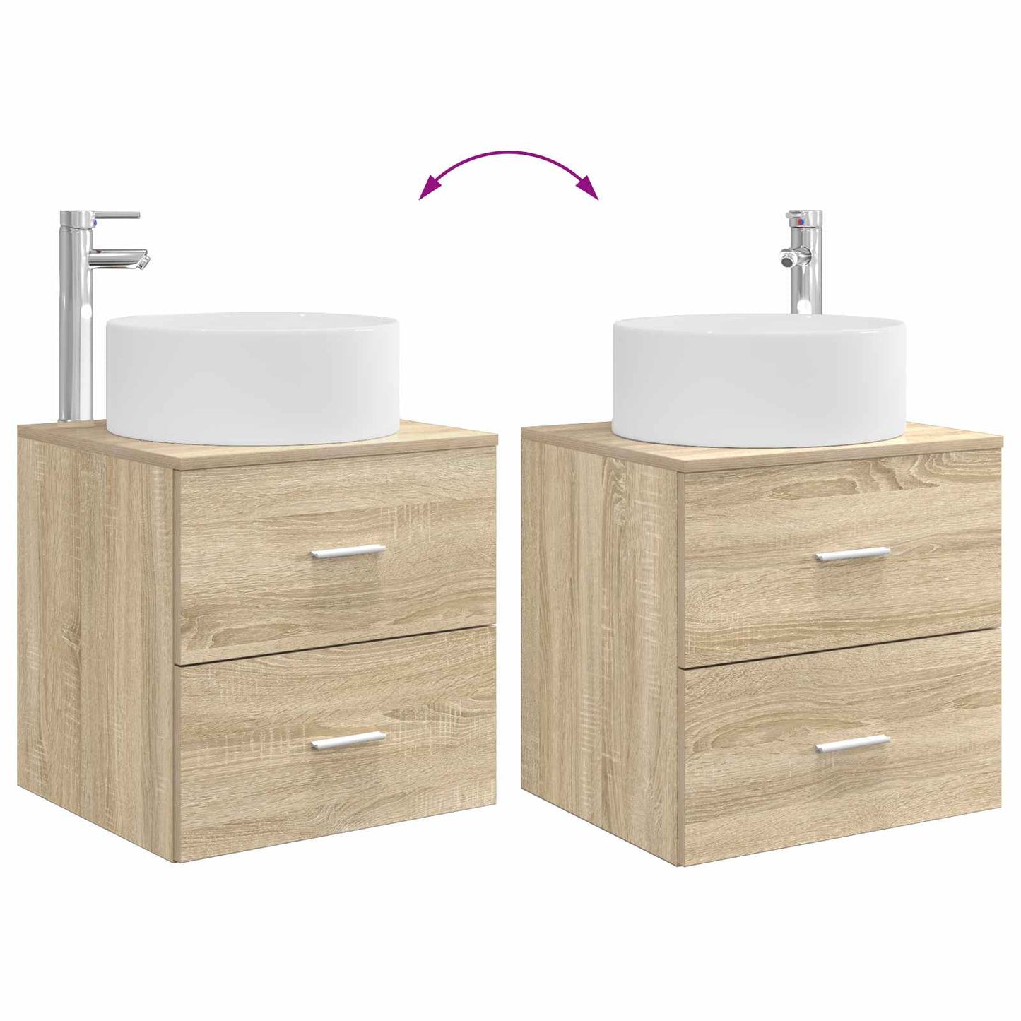Fürdőszoba bútor szett 2 pcs Sonoma Tölgy Szerelt Fa