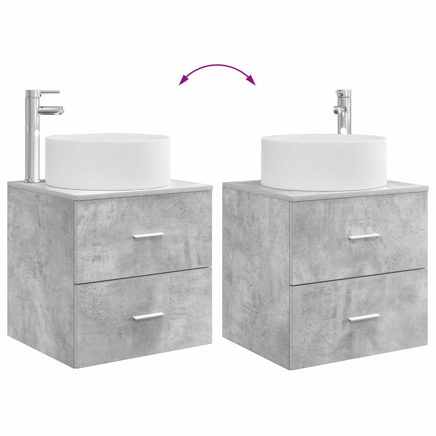 Fürdőszoba bútor szett 2 pcs Betonszürke Szerelt Fa