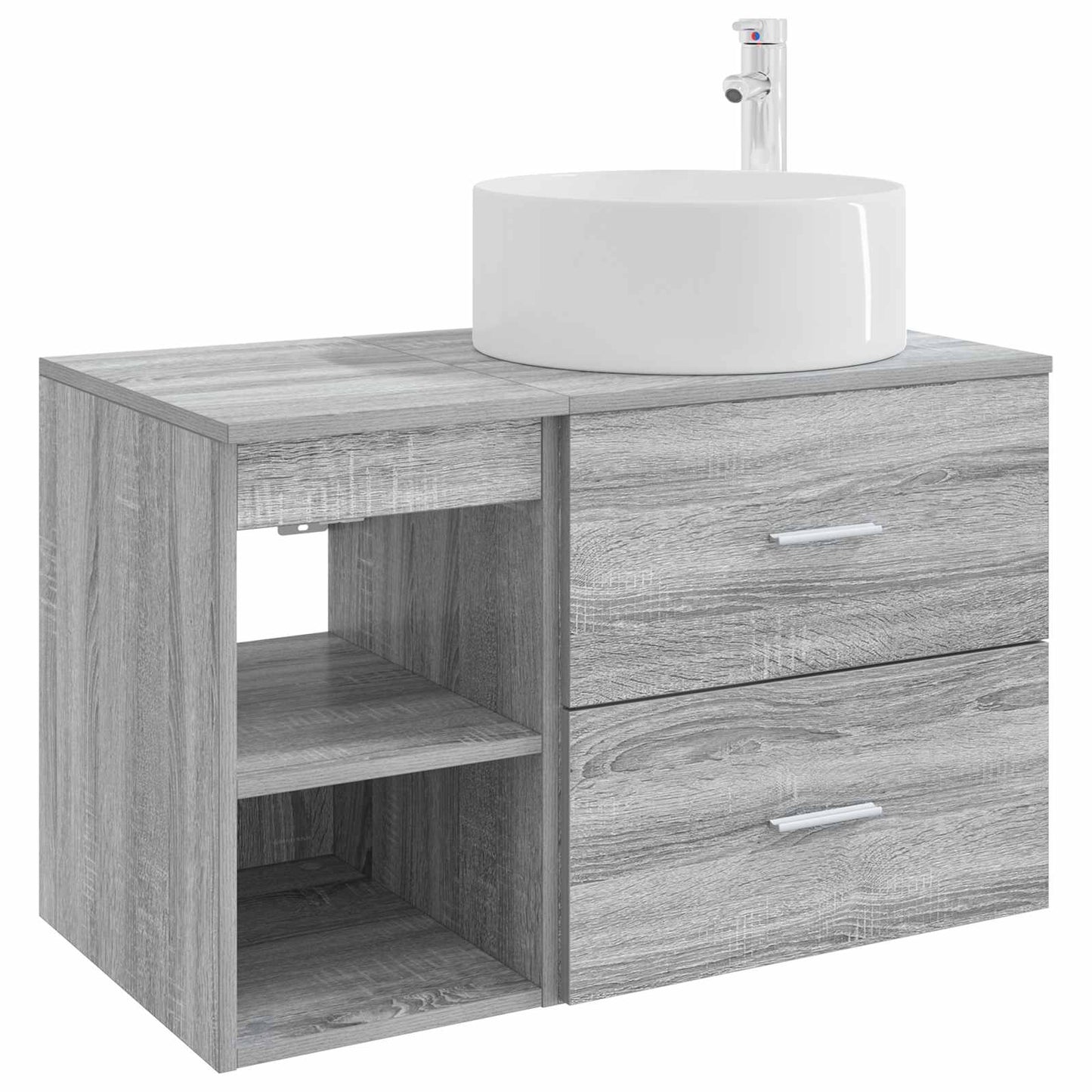Fürdőszoba bútor szett 2 pcs Szürke Sonoma Szerelt Fa