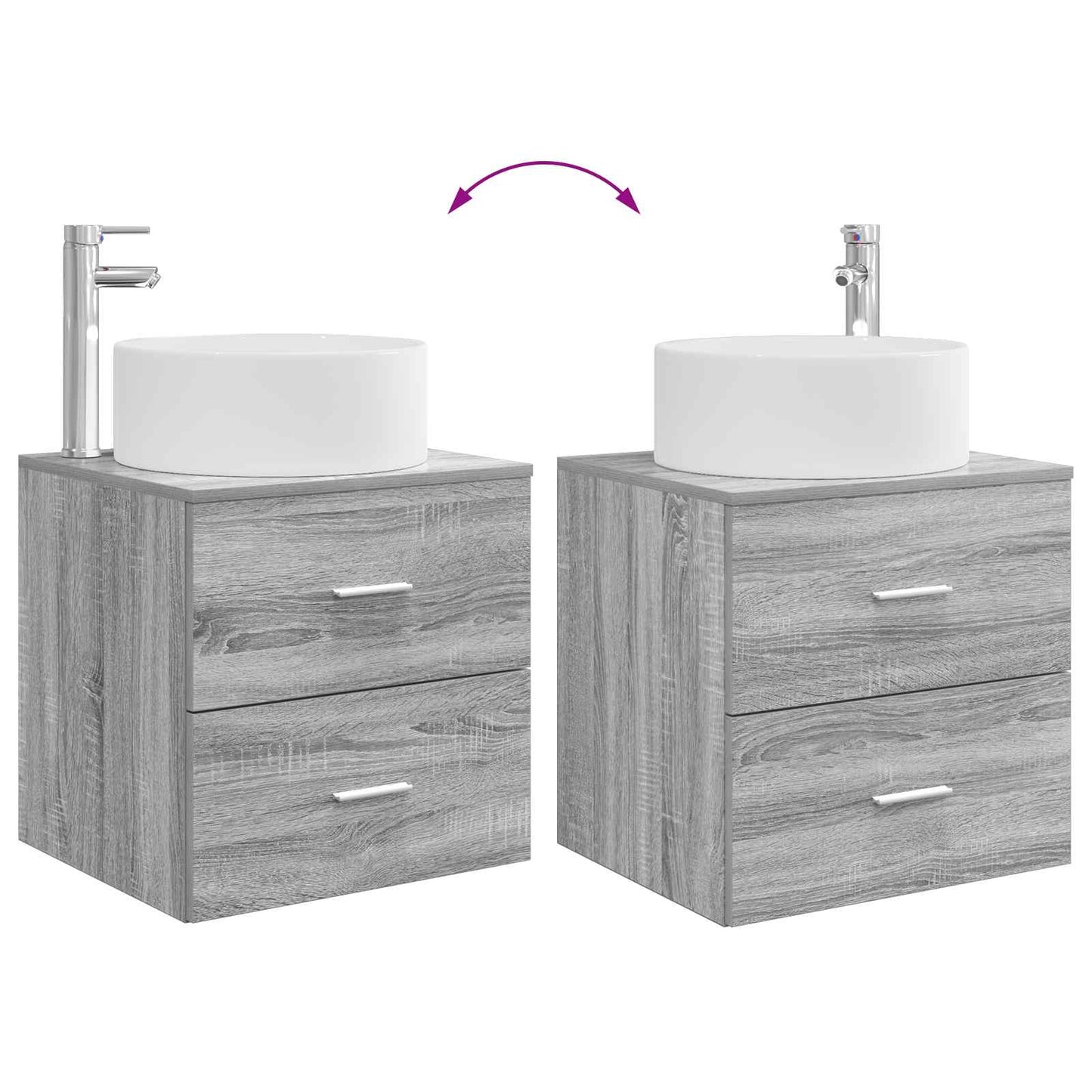Fürdőszoba bútor szett 2 pcs Szürke Sonoma Szerelt Fa