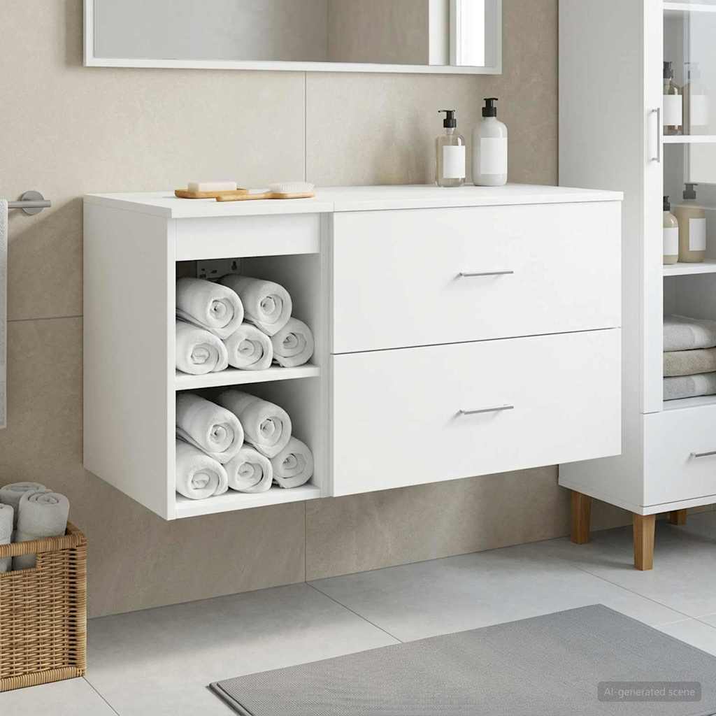 Fürdőszoba bútor szett 2 pcs Fehér Szerelt Fa