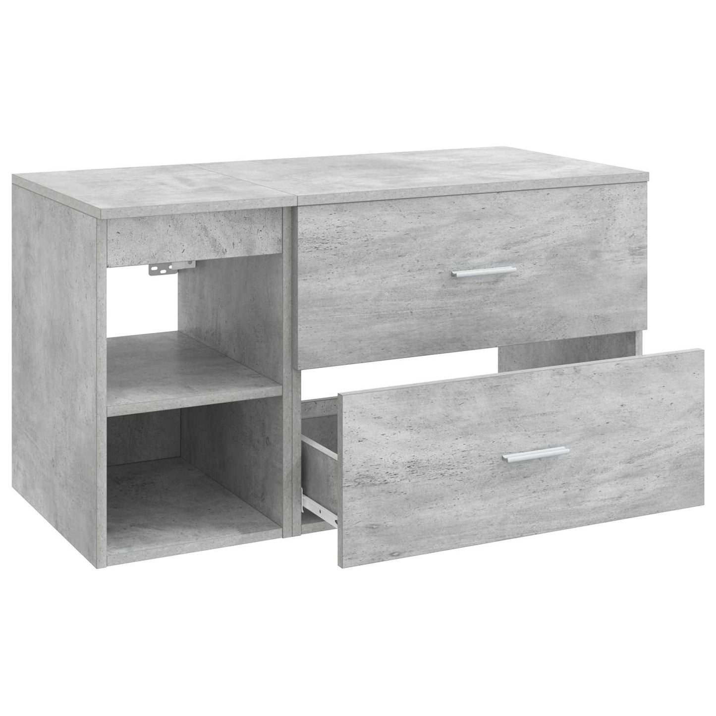 Fürdőszoba bútor szett 2 pcs Betonszürke Szerelt Fa