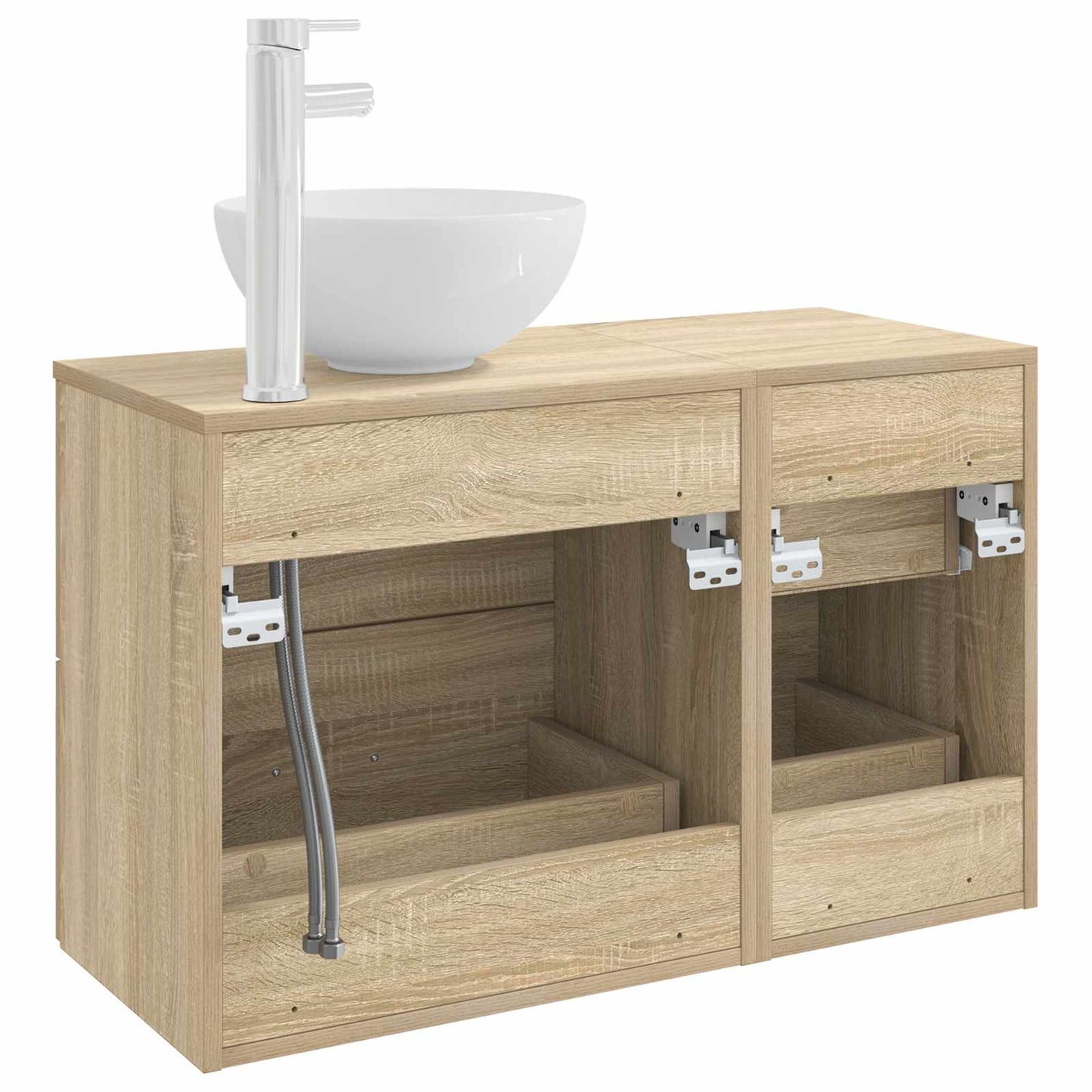 Fürdőszoba bútor szett 2 pcs Sonoma Tölgy Szerelt Fa