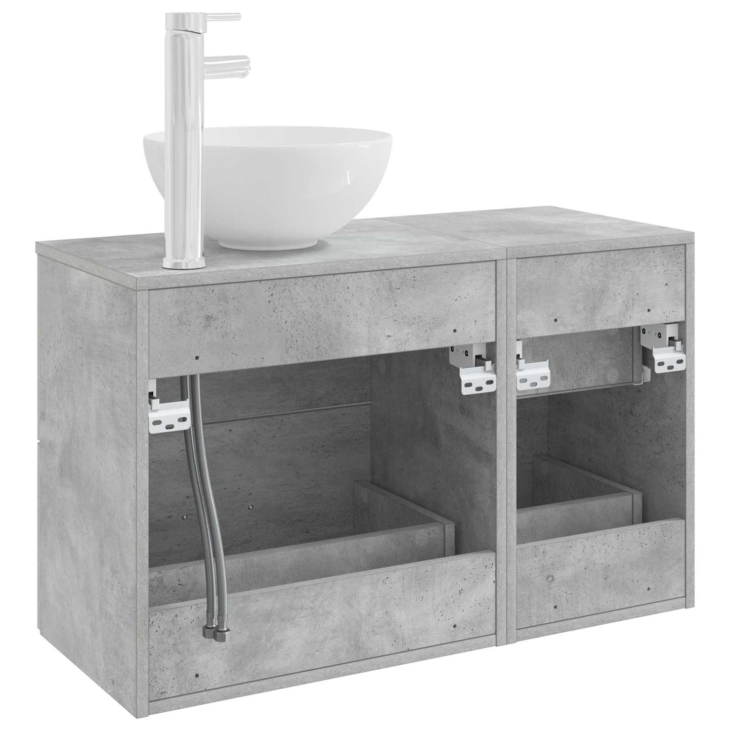 Fürdőszoba bútor szett 2 pcs Betonszürke Szerelt Fa