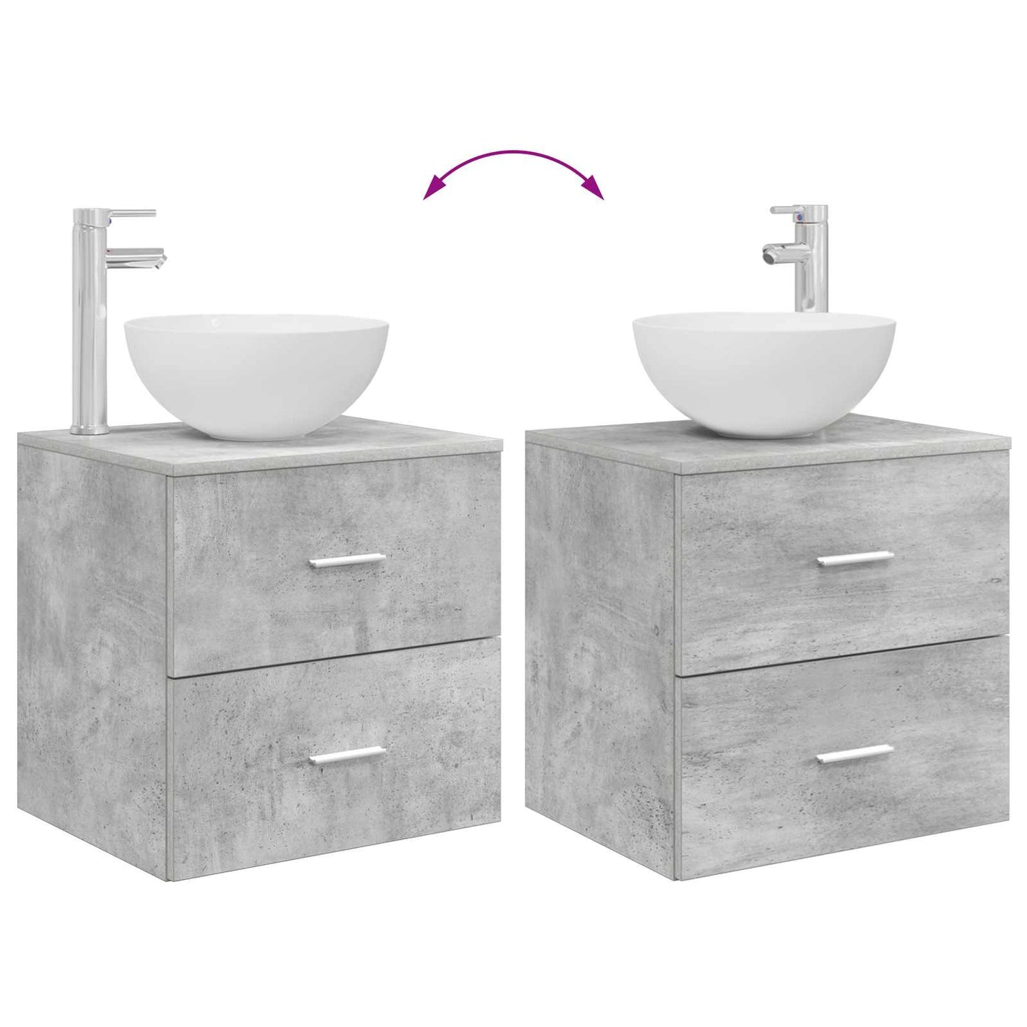 Fürdőszoba bútor szett 2 pcs Betonszürke Szerelt Fa
