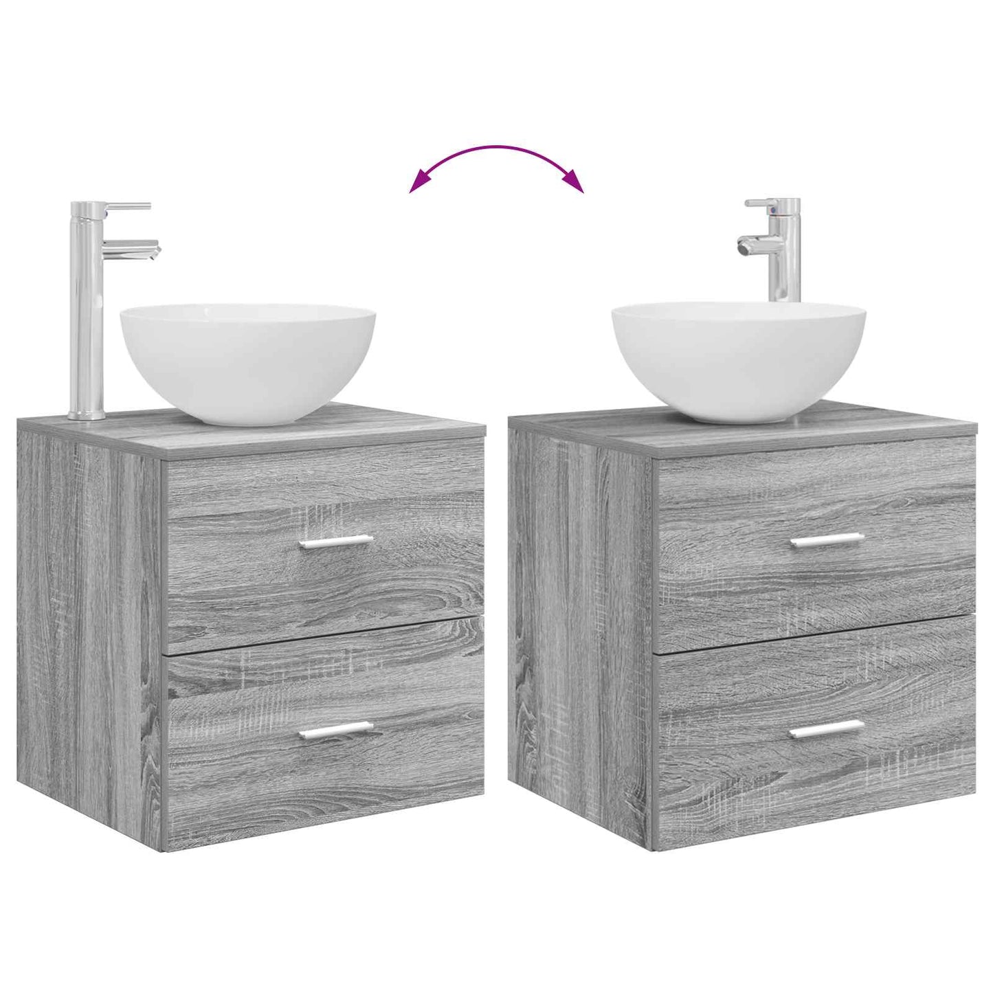 Fürdőszoba bútor szett 2 pcs Szürke Sonoma Szerelt Fa