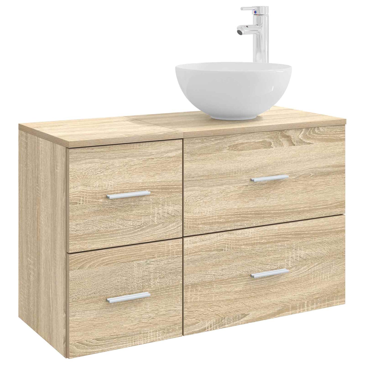 Fürdőszoba bútor szett 2 pcs Sonoma Tölgy Szerelt Fa