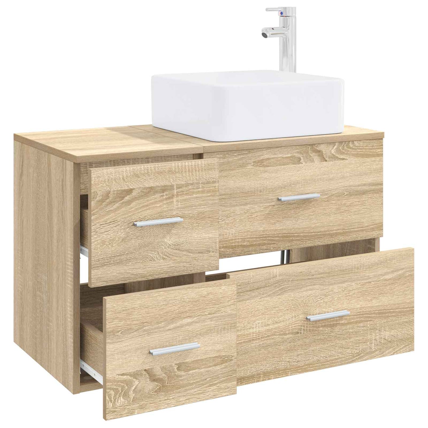Fürdőszoba bútor szett 2 pcs Sonoma Tölgy Szerelt Fa