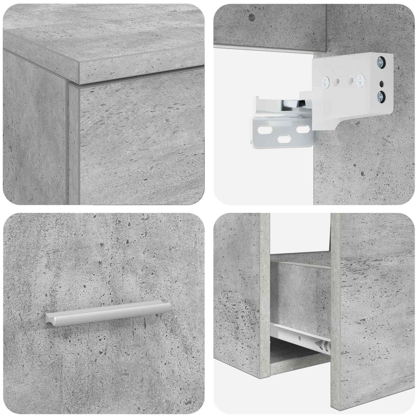 Fürdőszoba bútor szett 2 pcs Betonszürke Szerelt Fa