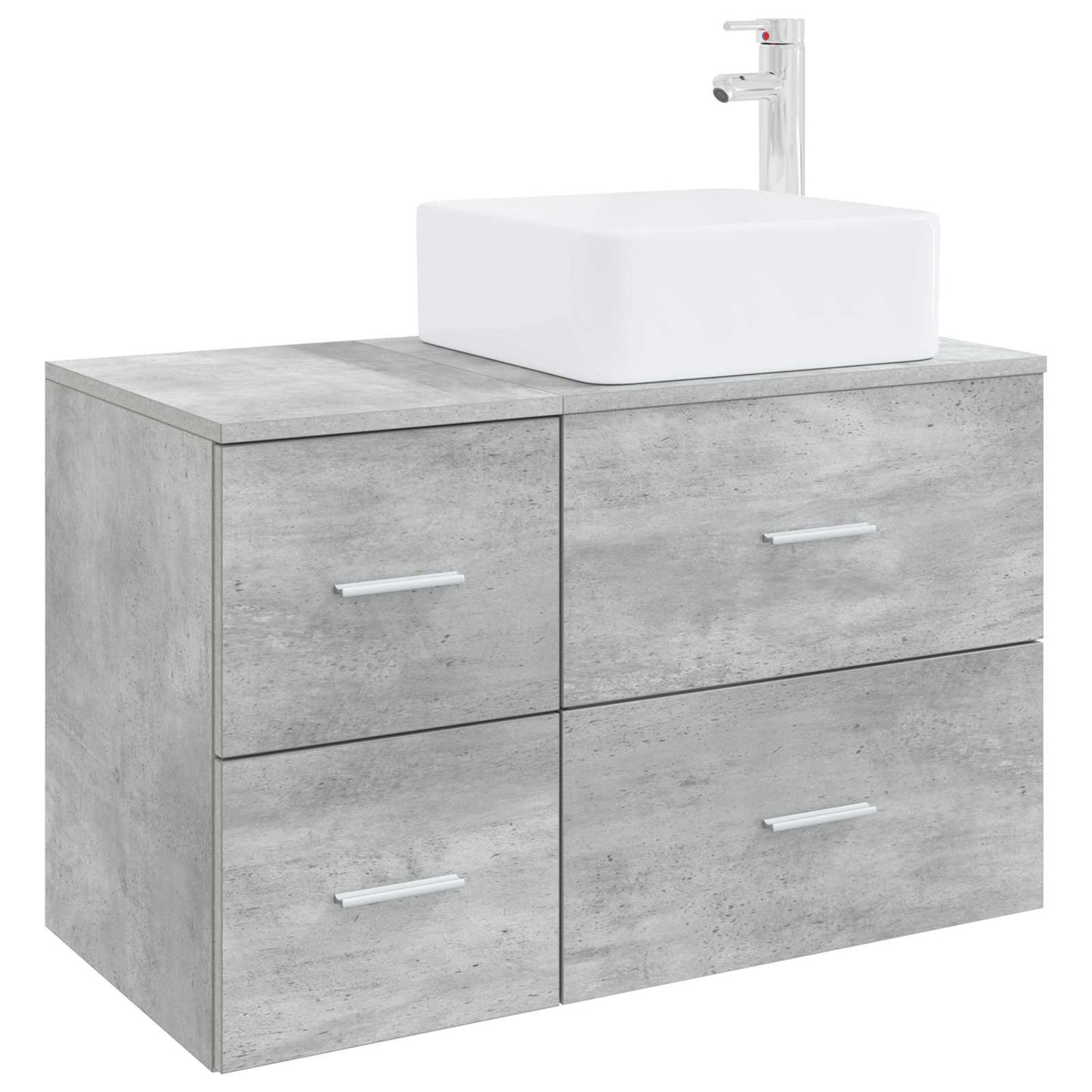 Fürdőszoba bútor szett 2 pcs Betonszürke Szerelt Fa