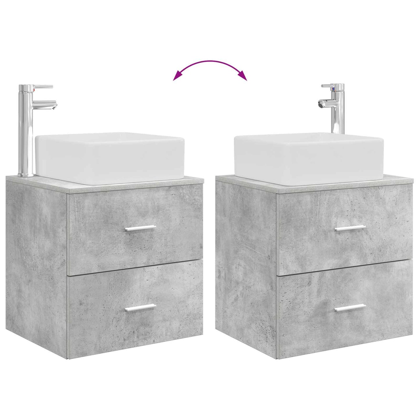 Fürdőszoba bútor szett 2 pcs Betonszürke Szerelt Fa