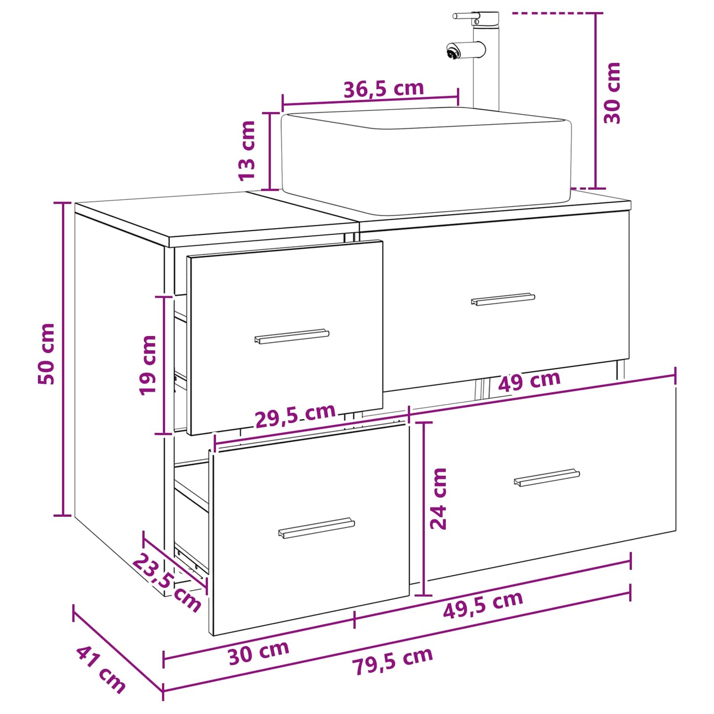 Fürdőszoba bútor szett 2 pcs Betonszürke Szerelt Fa