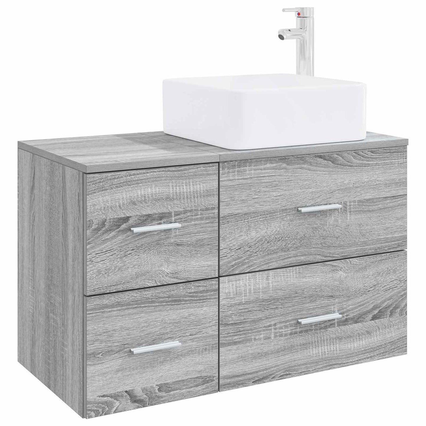Fürdőszoba bútor szett 2 pcs Szürke Sonoma Szerelt Fa