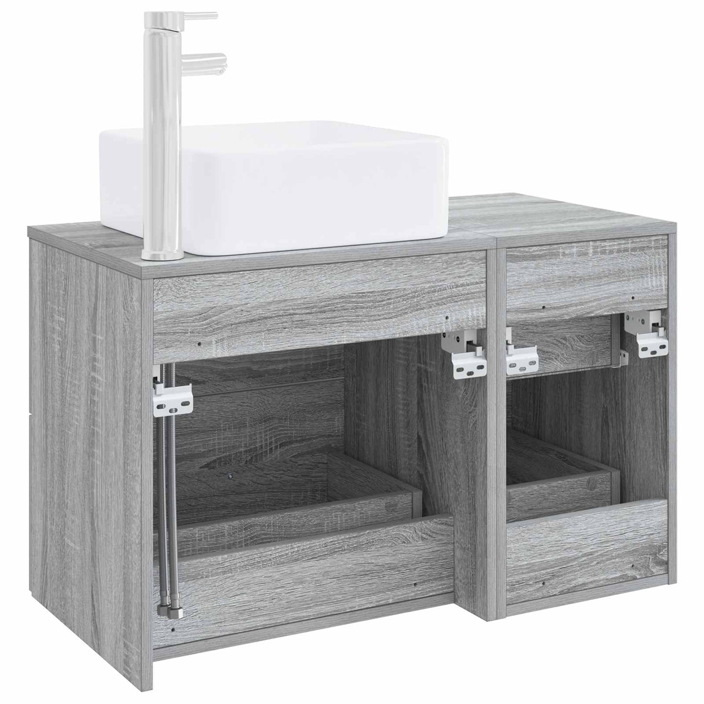 Fürdőszoba bútor szett 2 pcs Szürke Sonoma Szerelt Fa