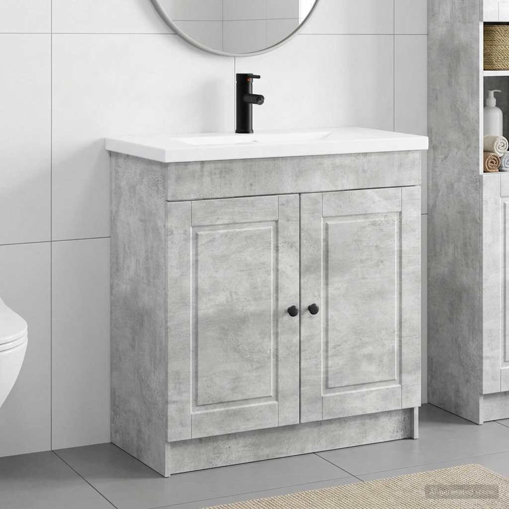 Fürdőszoba bútor szett Betonszürke 56 x 37,5 x 81 cm Szerelt Fa