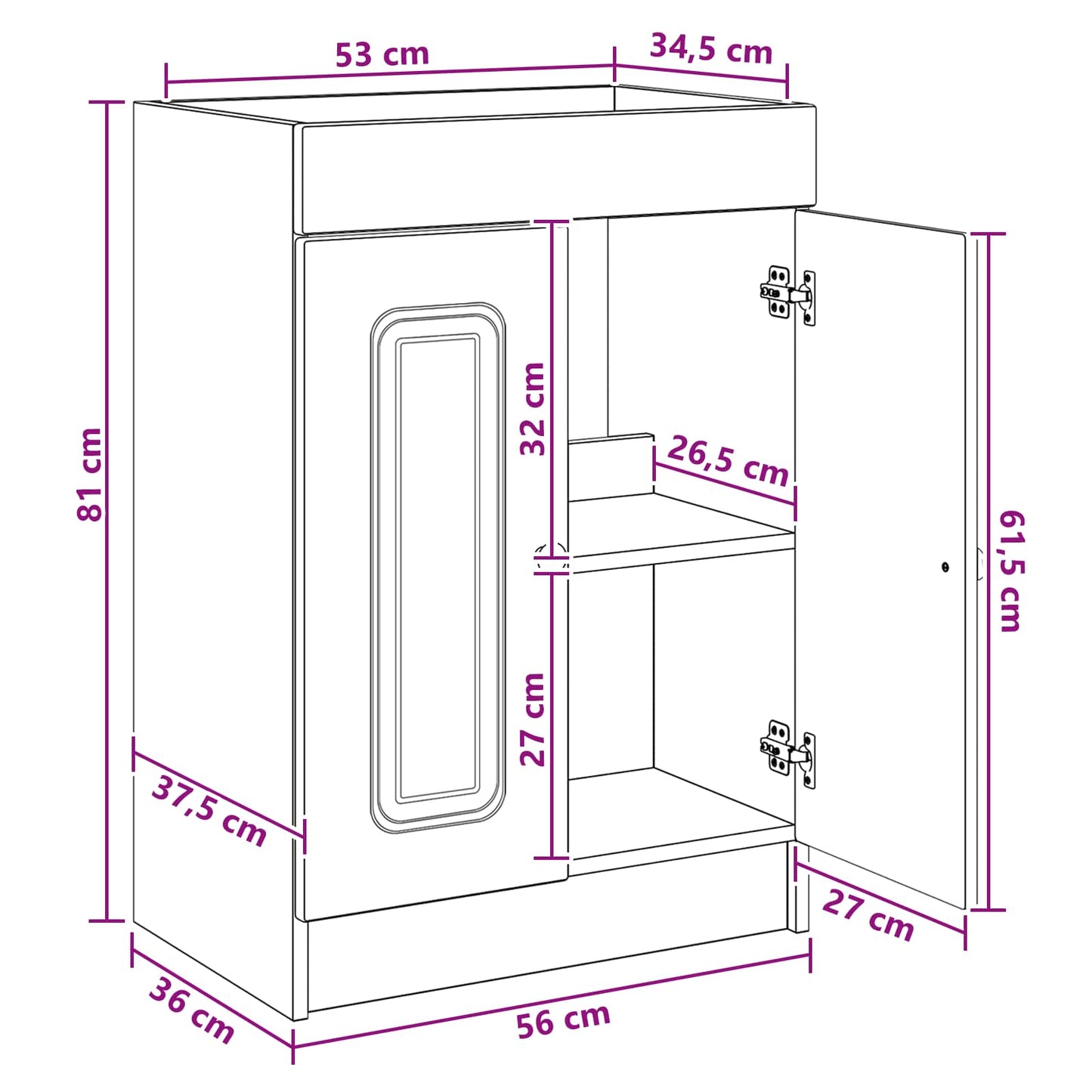 Fürdőszoba bútor szett Antik Fa 56 x 37,5 x 81 cm Szerelt Fa