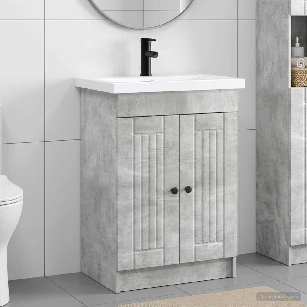 Fürdőszoba bútor szett Betonszürke 56 x 37,5 x 81 cm Szerelt Fa
