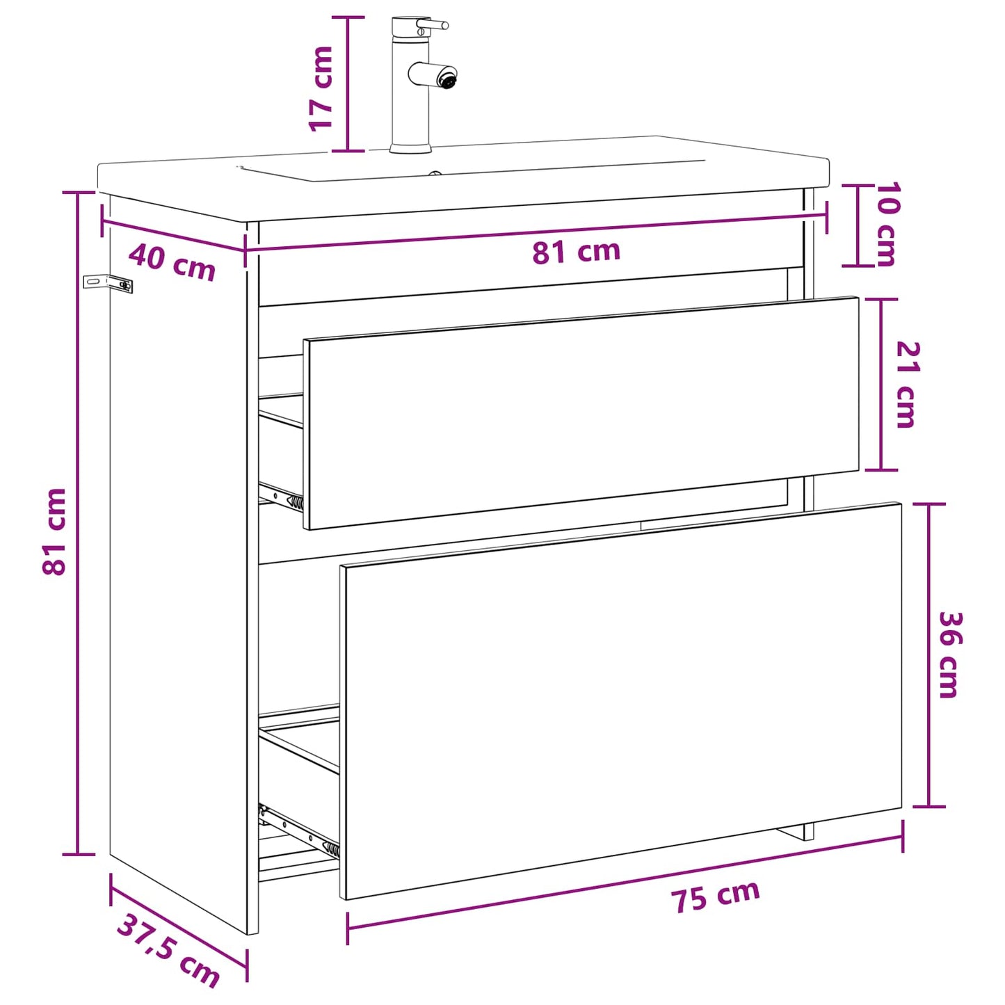 Fürdőszoba bútor szett Antik Fa 81 x 40 x 84,5 cm Szerelt Fa