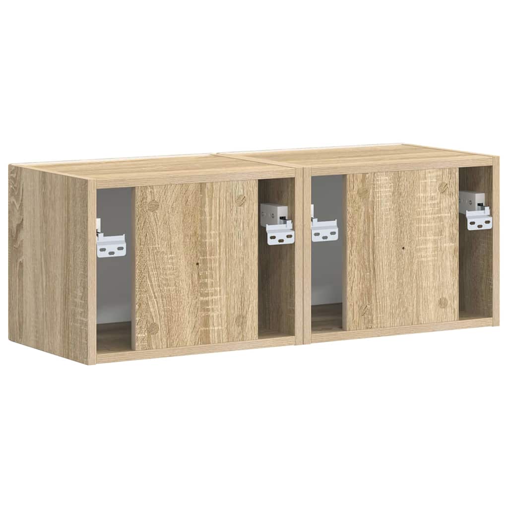 TV Fali Szekrény 2 pcs Sonoma Szerelt Fa