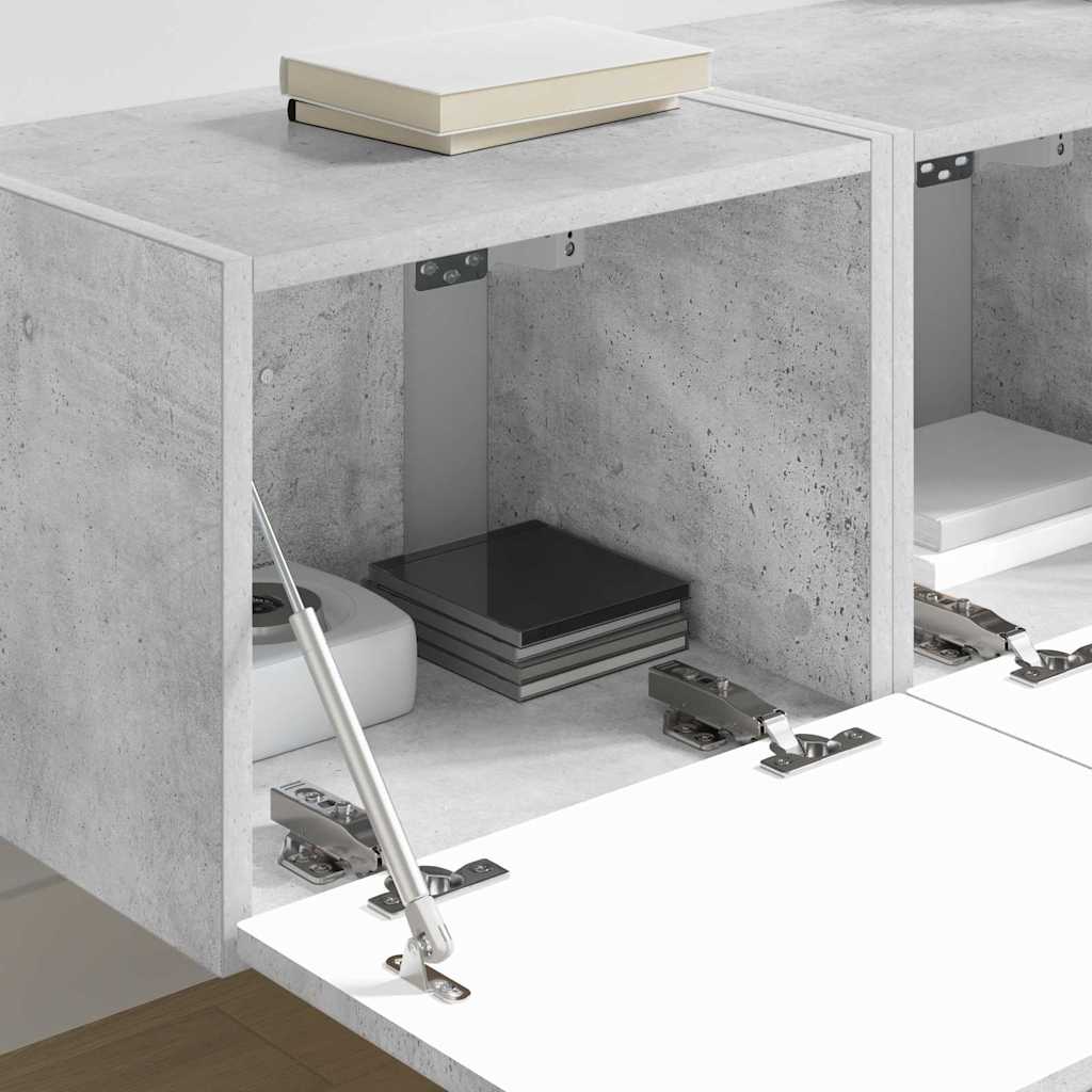 TV Fali Szekrény 2 pcs Beton Szerelt Fa