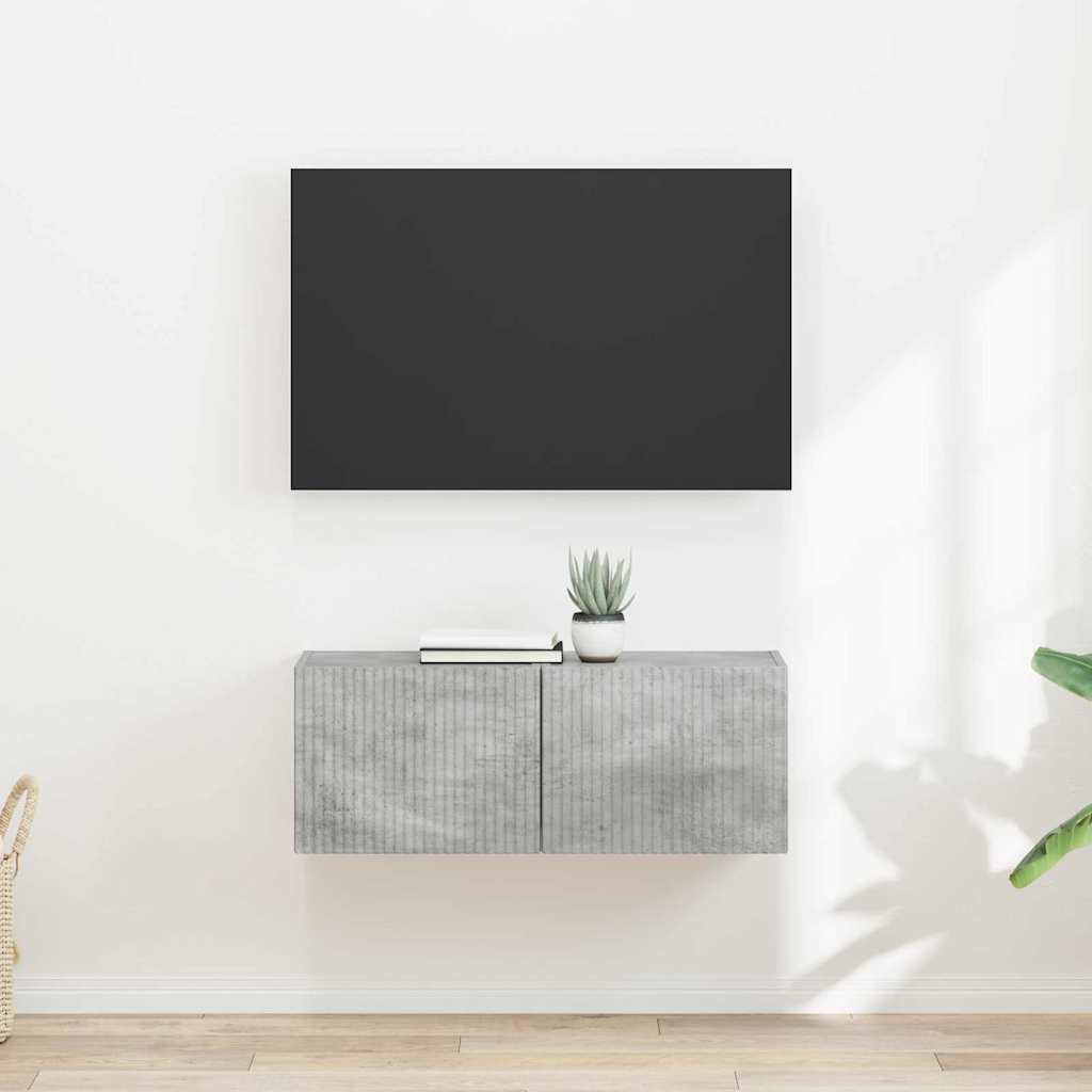 TV Fali Szekrény 2 pcs Beton Szerelt Fa