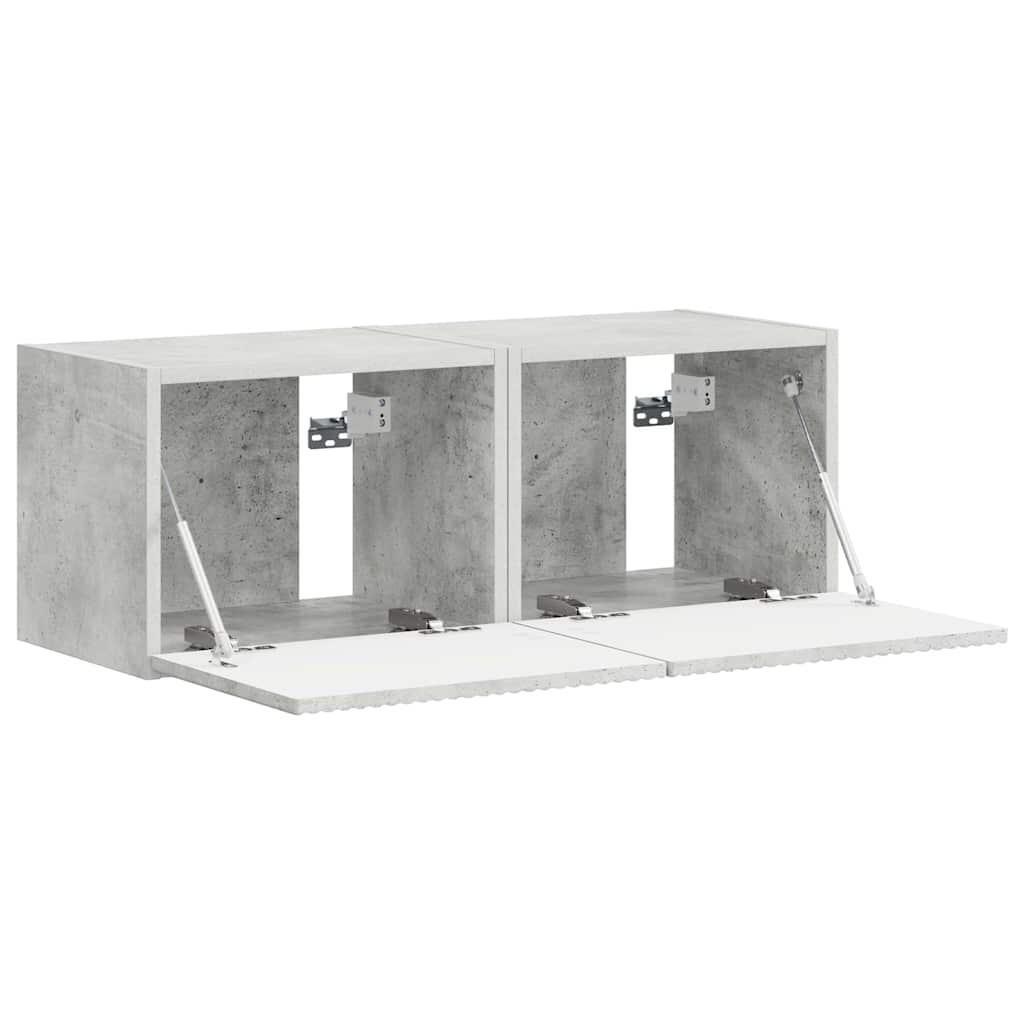 TV Fali Szekrény 2 pcs Beton Szerelt Fa