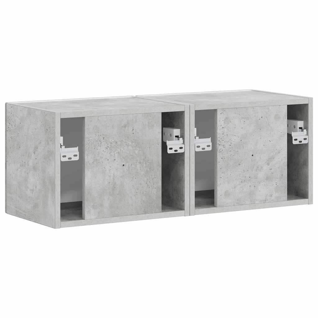 TV Fali Szekrény 2 pcs Beton Szerelt Fa